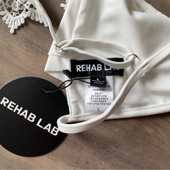 Rehab Lab White Frilly Bohemian Lace Brazilian Thong Bikini - Picture 4 of 7